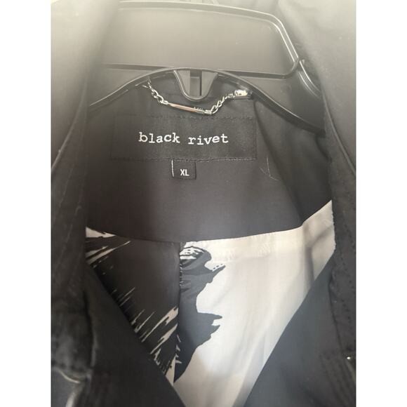 Black Rivet Womens Double Breasted Long Sleeve Hood Jacket Raincoat Sz XL EUC - Picture 3 of 15